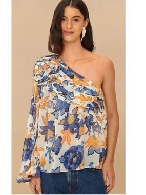 one-shoulder floral print top blouse by Farm Rio